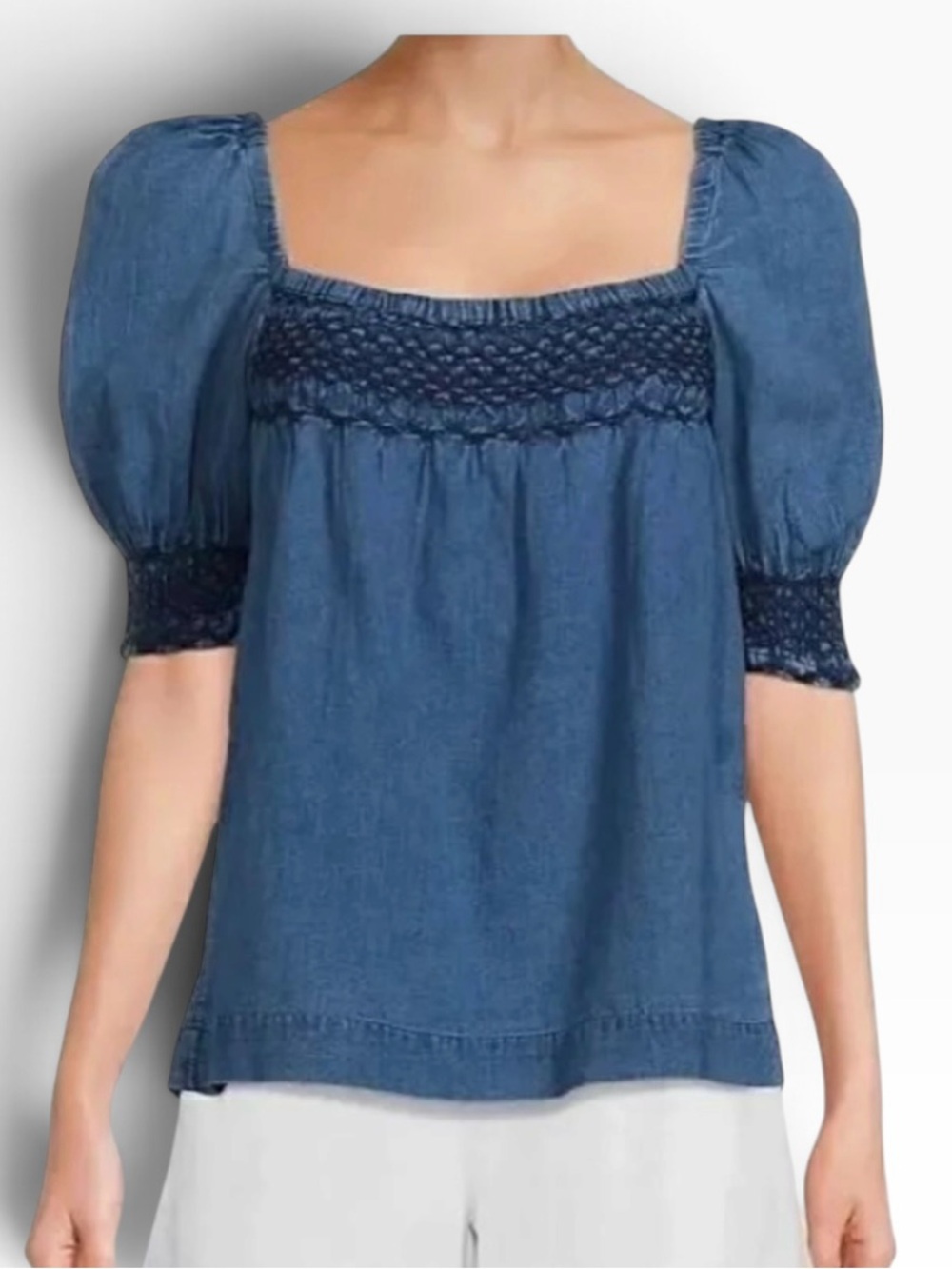 FAHERTY Presley 100% Organic Cotton Chambray Shirt Size Small